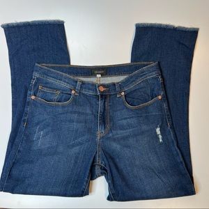 Halogen flare crop denim with raw hem